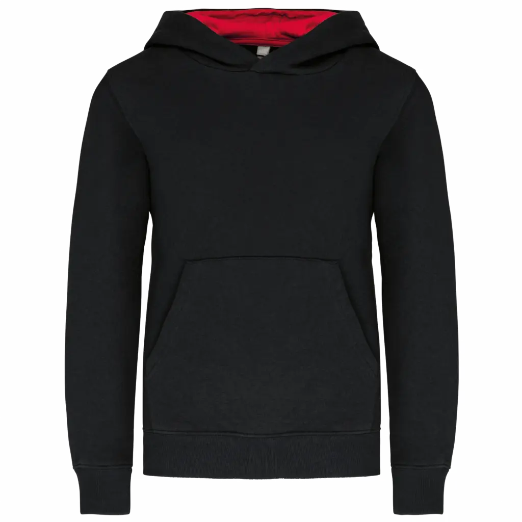 Kinder Sweater met gecontrasteerde capuchon, black / red — productfoto 17