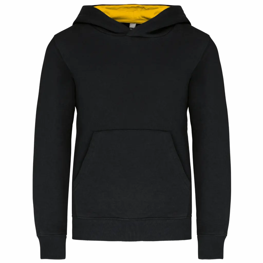 Kinder Sweater met gecontrasteerde capuchon, black / yellow — productfoto 20