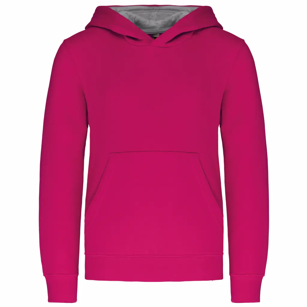 Kinder Sweater met gecontrasteerde capuchon, fuchsia / fine grey — productfoto 23