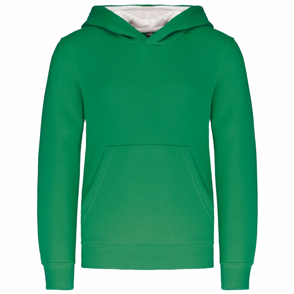 Kinder Sweater met gecontrasteerde capuchon, light kelly green / white — productfoto 26