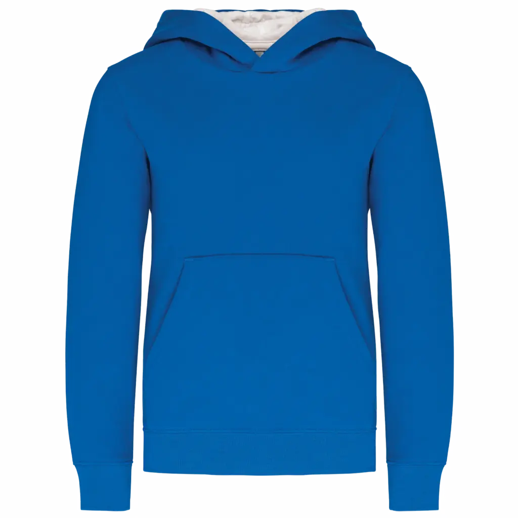 Kinder Sweater met gecontrasteerde capuchon, light royal blue / white — productfoto 29