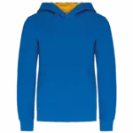 Kinder Sweater met gecontrasteerde capuchon, light royal blue / yellow — productfoto 32