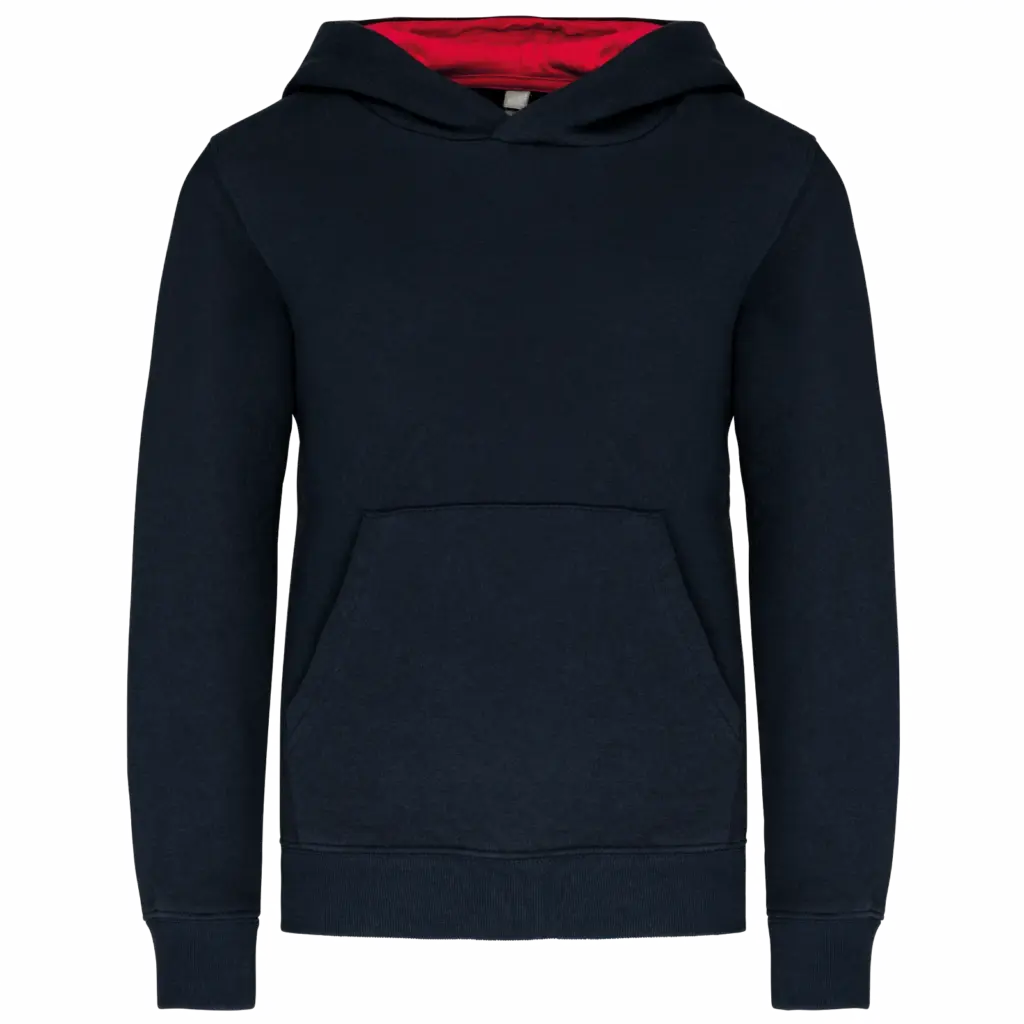 Kinder Sweater met gecontrasteerde capuchon, navy / red — productfoto 38