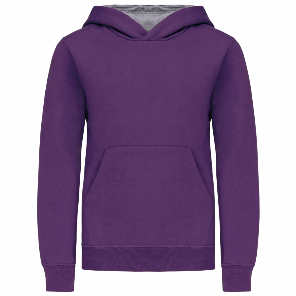 Kinder Sweater met gecontrasteerde capuchon, purple / oxford grey — productfoto 44