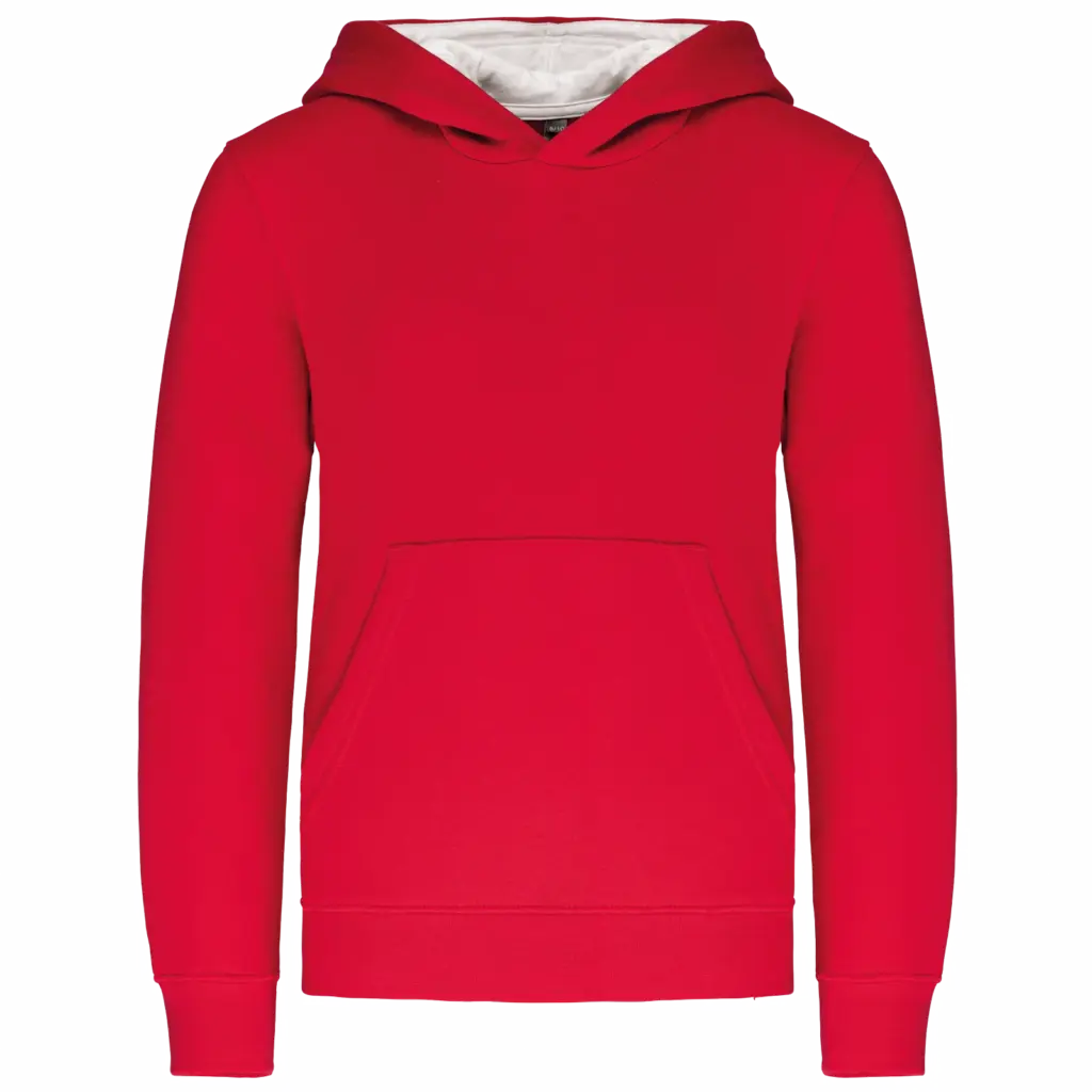 Kinder Sweater met gecontrasteerde capuchon, red / white — productfoto 47