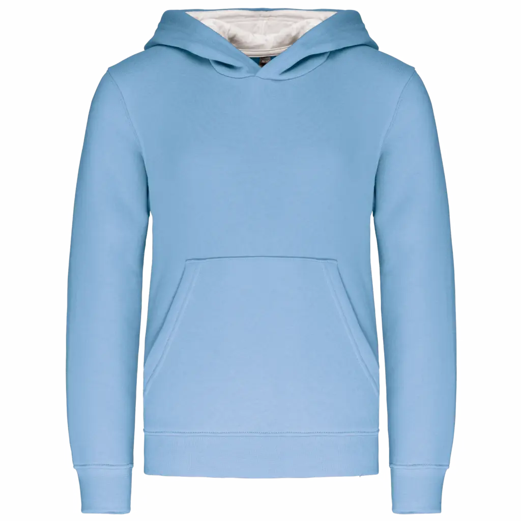 Kinder Sweater met gecontrasteerde capuchon, sky blue / white — productfoto 50