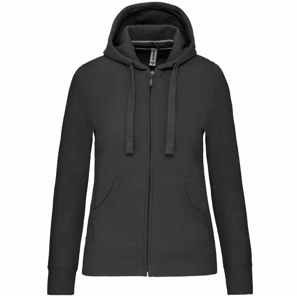PS_K464_DARKGREY - Hidalgo Damessweater met rits en capuchon, dark grey — productfoto 15