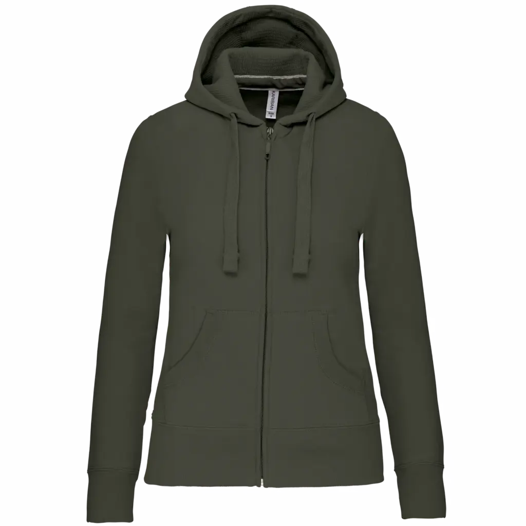 PS_K464_DARKKHAKI - Hidalgo Damessweater met rits en capuchon, dark khaki — productfoto 18