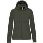 PS_K464_DARKKHAKI - Hidalgo Damessweater met rits en capuchon, dark khaki — productfoto 18