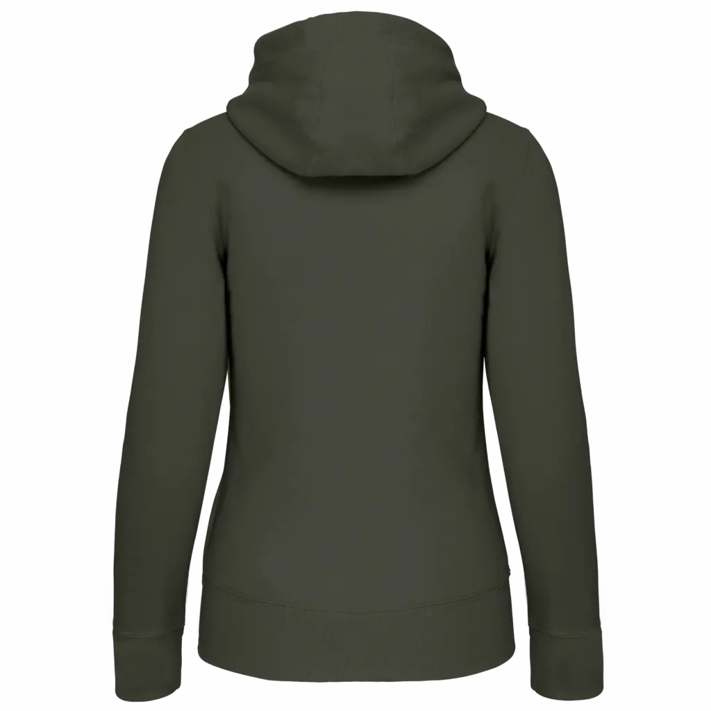 PS_K464-B_DARKKHAKI - Hidalgo Damessweater met rits en capuchon, dark khaki — productfoto 19