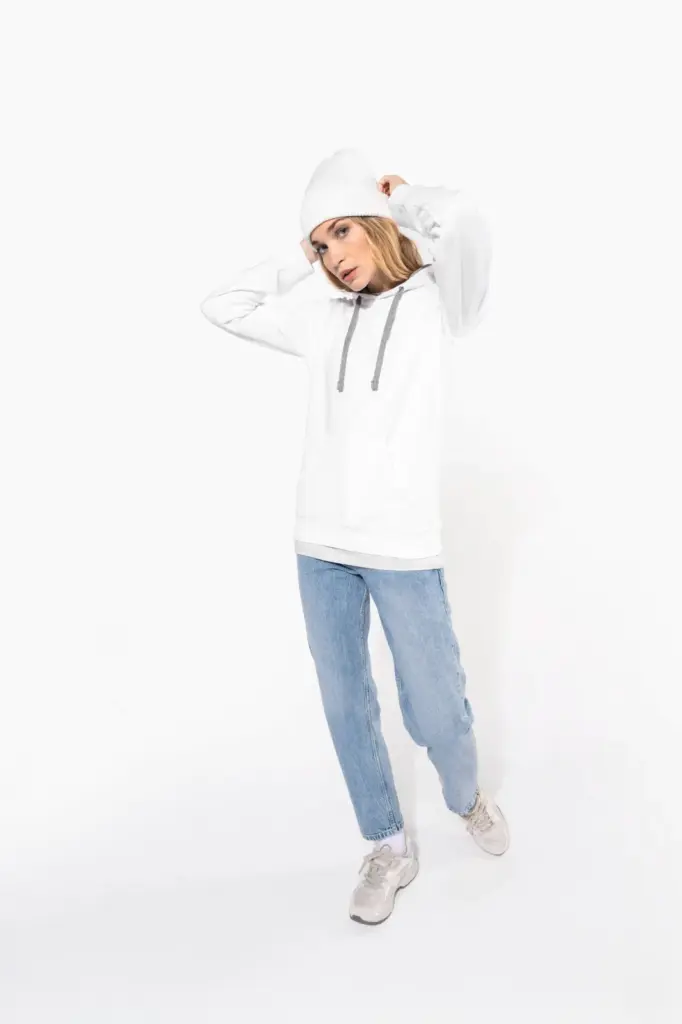 Damessweater met capuchon in contrasterende kleur — productfoto 6