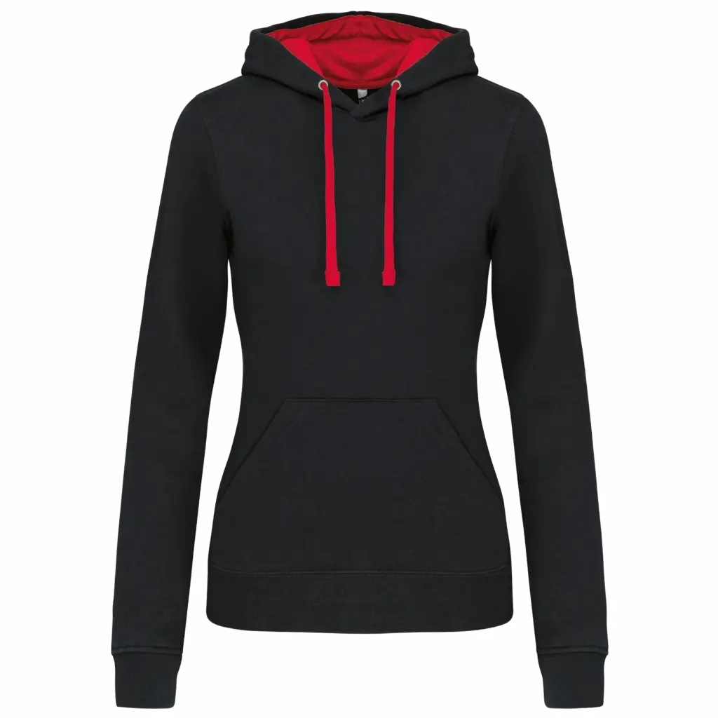 Damessweater met capuchon in contrasterende kleur — productfoto 12