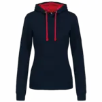 Damen Hoodie K465 Kontrast bedrucken Fleece Baumwolle S-XXL — Produktfoto 27