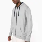 K466-4_2026 - Hidalgo-werbeartikel Herensweater met rits en capuchon in contrasterende kleur