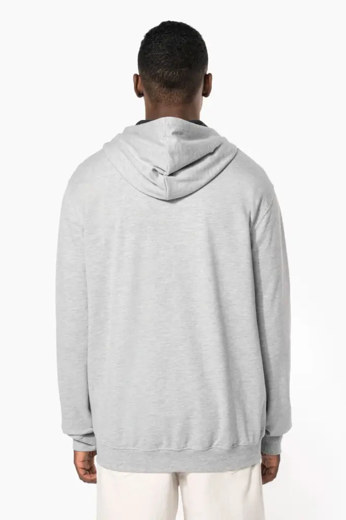 K466-5_2026 - Hidalgo-werbeartikel Herensweater met rits en capuchon in contrasterende kleur — productfoto 2