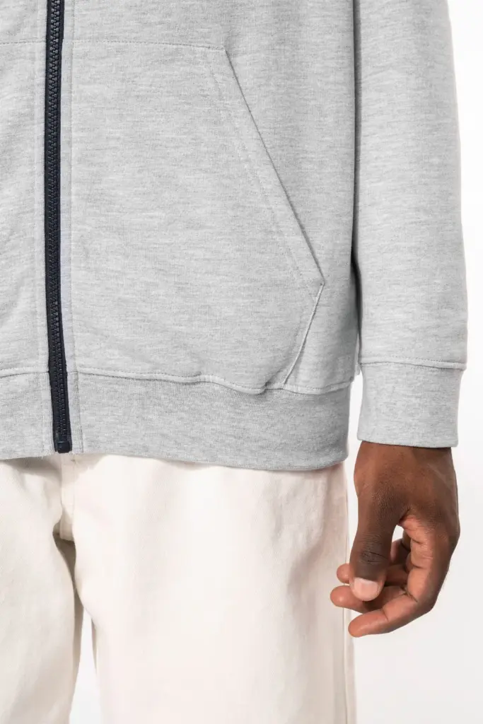K466-8_2026 - Hidalgo-werbeartikel Herensweater met rits en capuchon in contrasterende kleur — productfoto 5