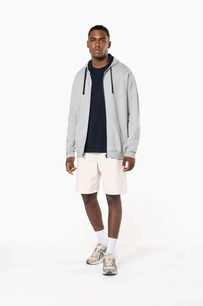 K466_2026 - Hidalgo-werbeartikel Herensweater met rits en capuchon in contrasterende kleur — productfoto 6