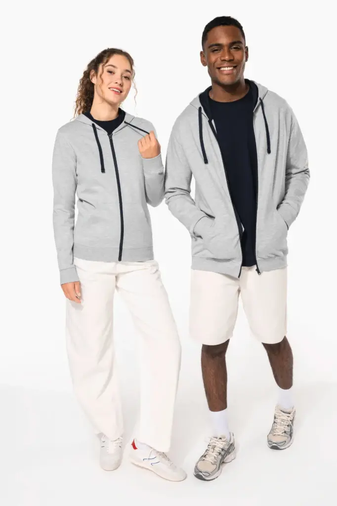 K466-K467-3_2026 - Hidalgo-werbeartikel Herensweater met rits en capuchon in contrasterende kleur — productfoto 8