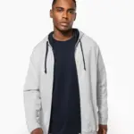 K466-3_2026 - Hidalgo-werbeartikel Herensweater met rits en capuchon in contrasterende kleur — productfoto 9