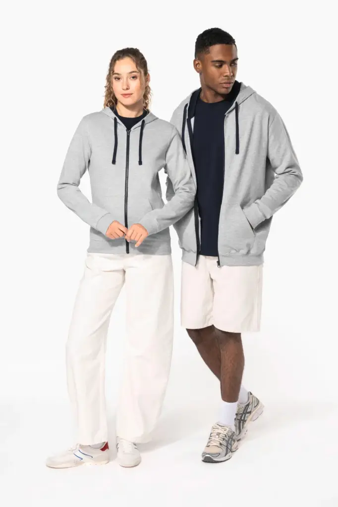K466-K467-2_2026 - Hidalgo-werbeartikel Herensweater met rits en capuchon in contrasterende kleur — productfoto 10