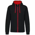 PS_K466_BLACK-RED - Hidalgo-werbeartikel Herensweater met rits en capuchon in contrasterende kleur, black / red — productfoto 17