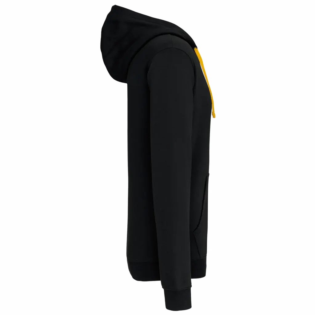 PS_K466-S_BLACK-YELLOW - Hidalgo-werbeartikel Herensweater met rits en capuchon in contrasterende kleur, black / yellow — productfoto 19
