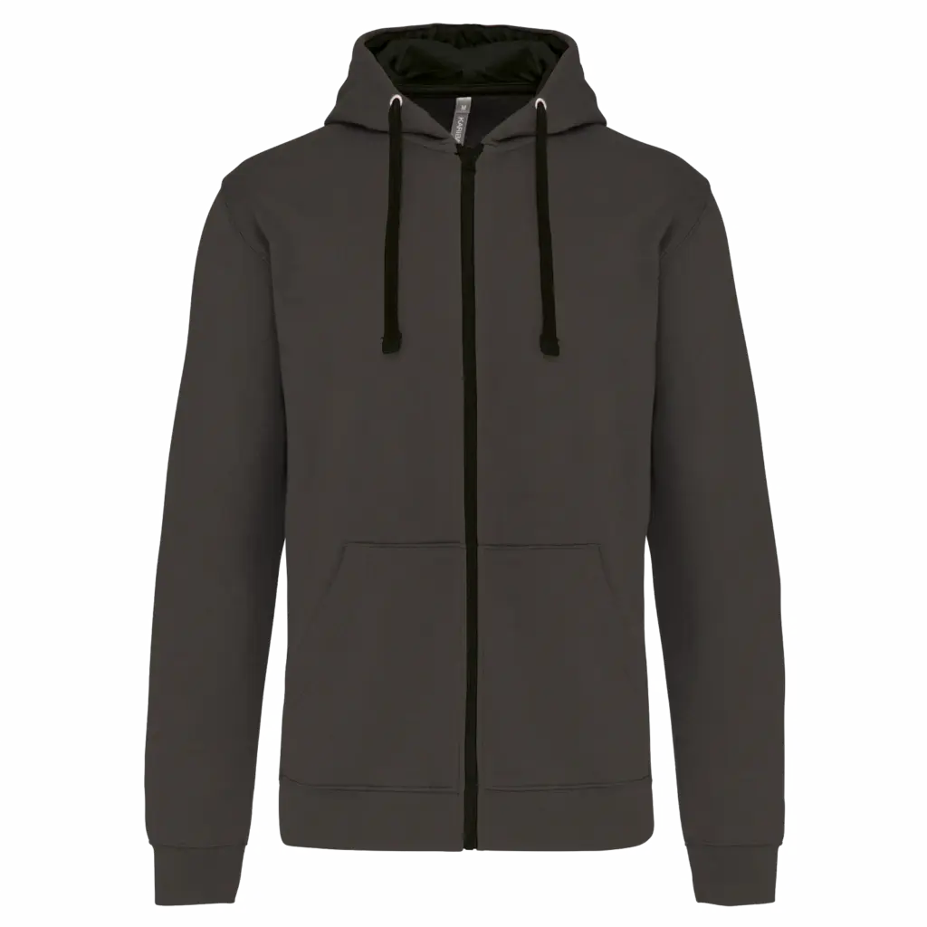 PS_K466_DARKGREY-BLACK - Hidalgo-werbeartikel Herensweater met rits en capuchon in contrasterende kleur, dark grey / black — productfoto 23