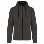 PS_K466_DARKGREY-BLACK - Hidalgo-werbeartikel Herensweater met rits en capuchon in contrasterende kleur, dark grey / black — productfoto 23