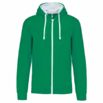 PS_K466_LIGHTKELLYGREEN-WHITE - Hidalgo-werbeartikel Herensweater met rits en capuchon in contrasterende kleur, light kelly green / white — productfoto 26