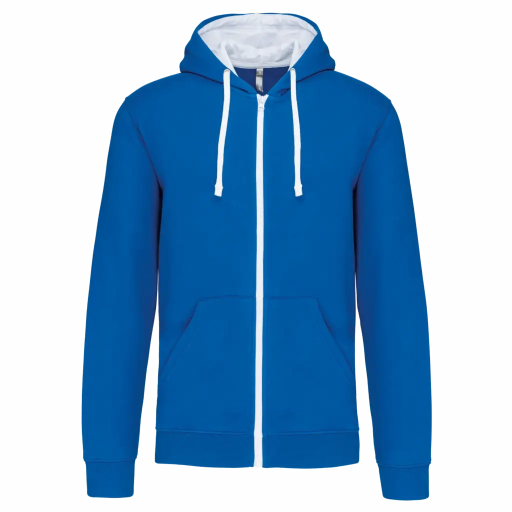 PS_K466_LIGHTROYALBLUE-WHITE - Hidalgo-werbeartikel Herensweater met rits en capuchon in contrasterende kleur, light royal blue / white — productfoto 29