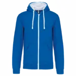 PS_K466_LIGHTROYALBLUE-WHITE - Hidalgo-werbeartikel Herensweater met rits en capuchon in contrasterende kleur, light royal blue / white — productfoto 29