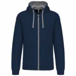 PS_K466_NAVY-FINEGREY - Hidalgo-werbeartikel Herensweater met rits en capuchon in contrasterende kleur, navy / fine grey — productfoto 32