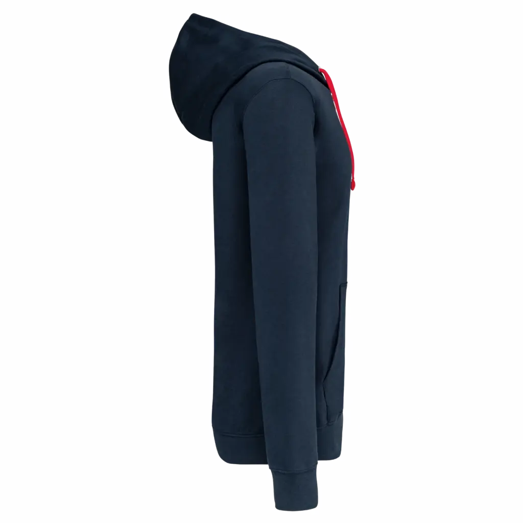 PS_K466-S_NAVY-RED - Hidalgo-werbeartikel Herensweater met rits en capuchon in contrasterende kleur, navy / red — productfoto 34