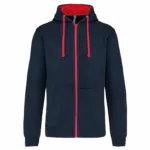 PS_K466_NAVY-RED - Hidalgo-werbeartikel Herensweater met rits en capuchon in contrasterende kleur, navy / red — productfoto 35