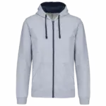 PS_K466_OXFORDGREY-NAVY - Hidalgo-werbeartikel Herensweater met rits en capuchon in contrasterende kleur, oxford grey / navy — productfoto 38