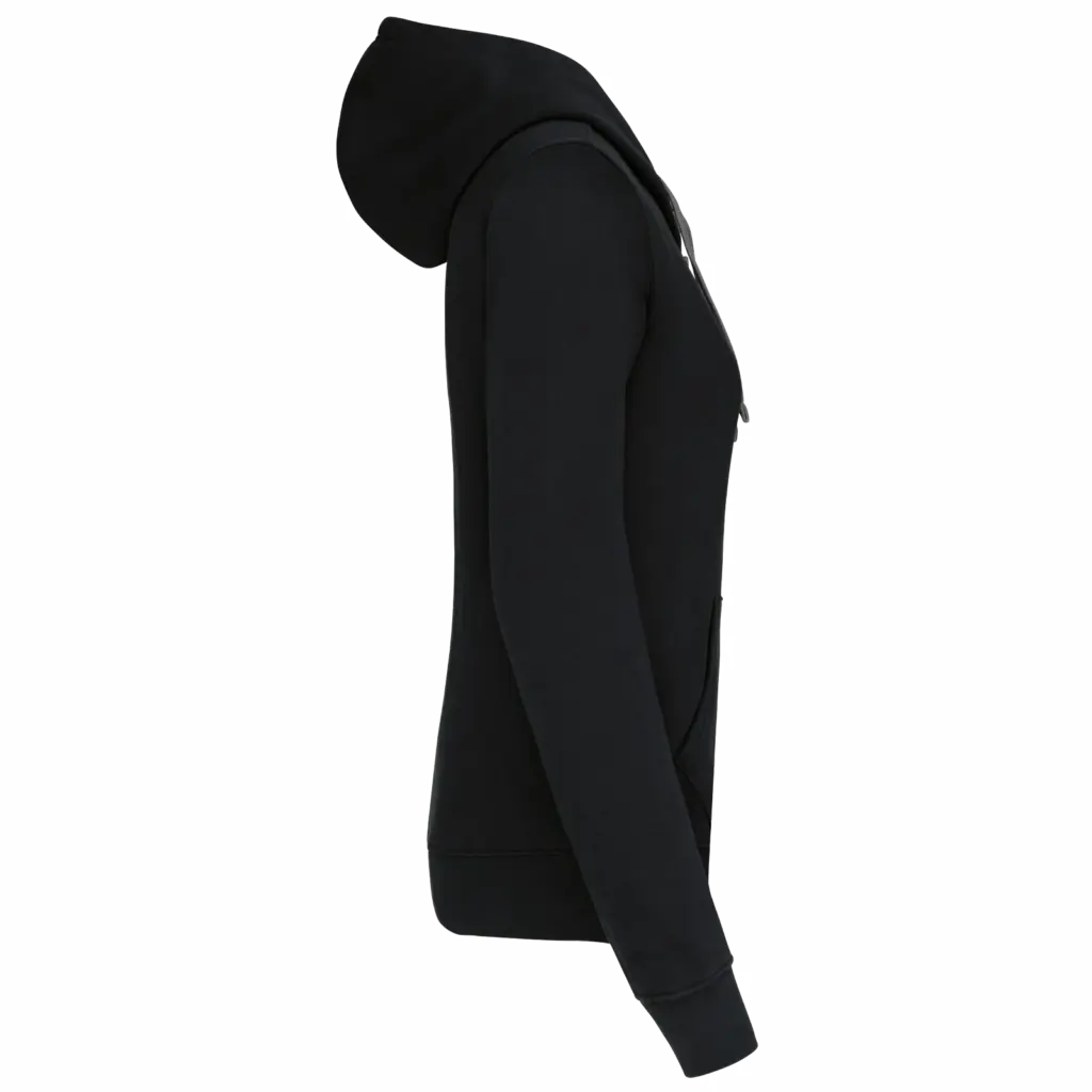 PS_K467-S_BLACK-FINEGREY - Hidalgo-werbeartikel Damessweater met rits en capuchon in contrasterende kleur, black / fine grey — productfoto 5