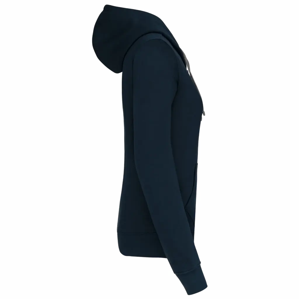 PS_K467-S_NAVY-FINEGREY - Hidalgo-werbeartikel Damessweater met rits en capuchon in contrasterende kleur, navy / fine grey — productfoto 14