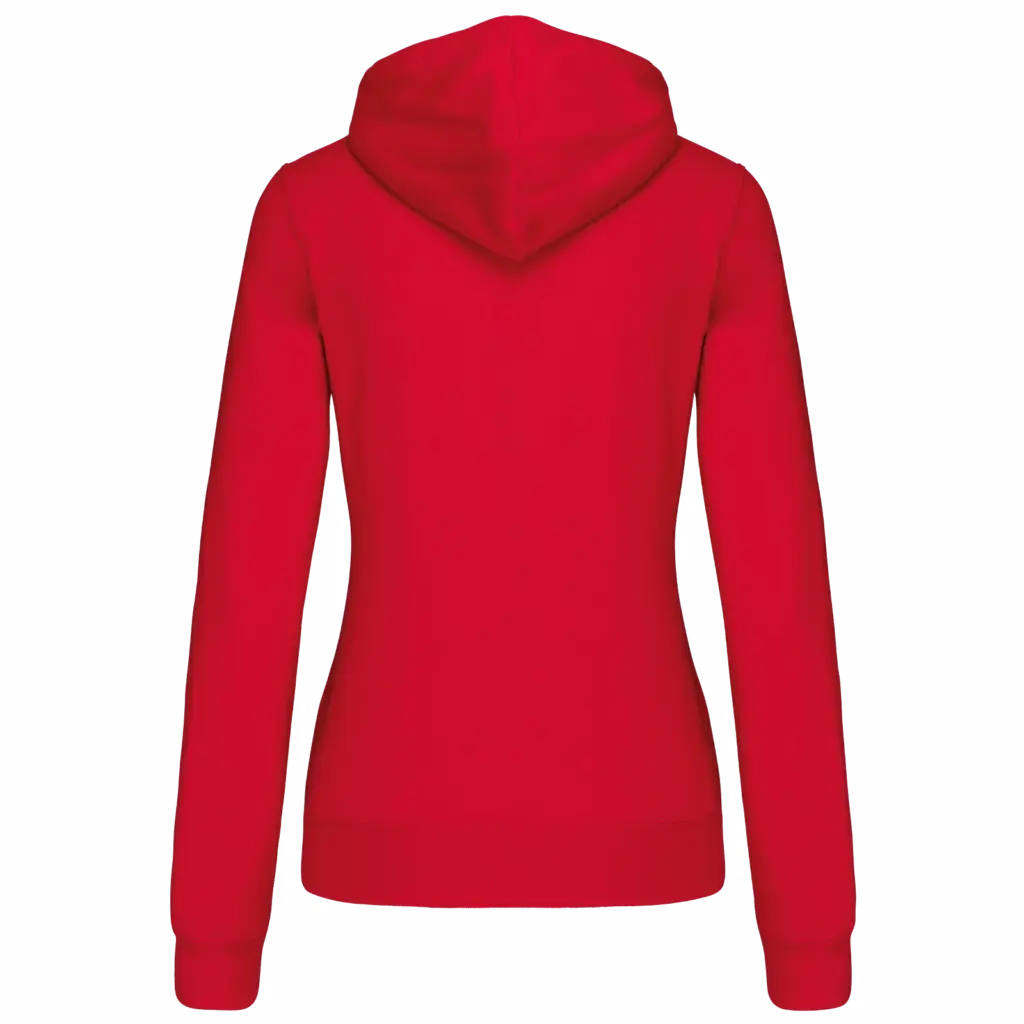 PS_K467-B_RED-WHITE - Hidalgo-werbeartikel Damessweater met rits en capuchon in contrasterende kleur, red / white — productfoto 22