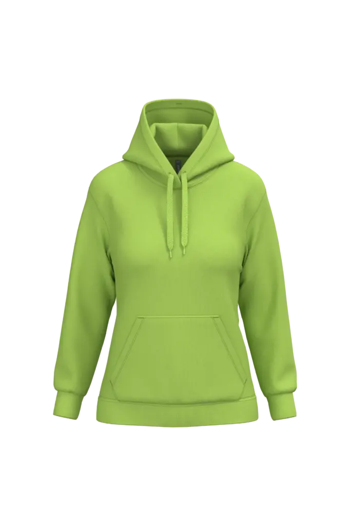 Eco damessweater met capuchon, lime — productfoto 28