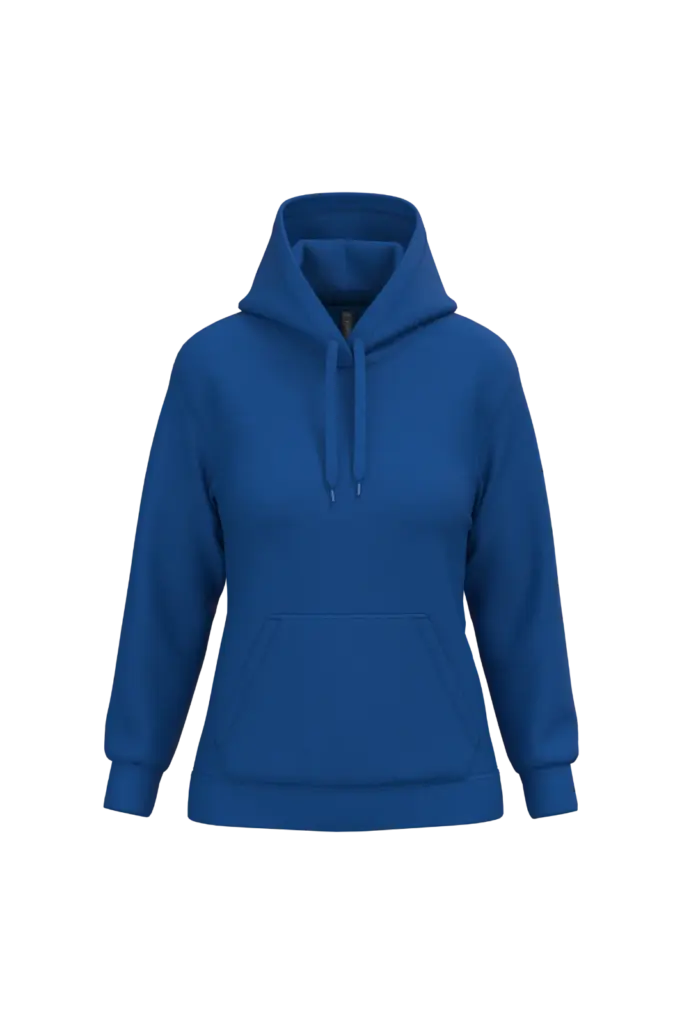 Eco damessweater met capuchon, royal blue — productfoto 34
