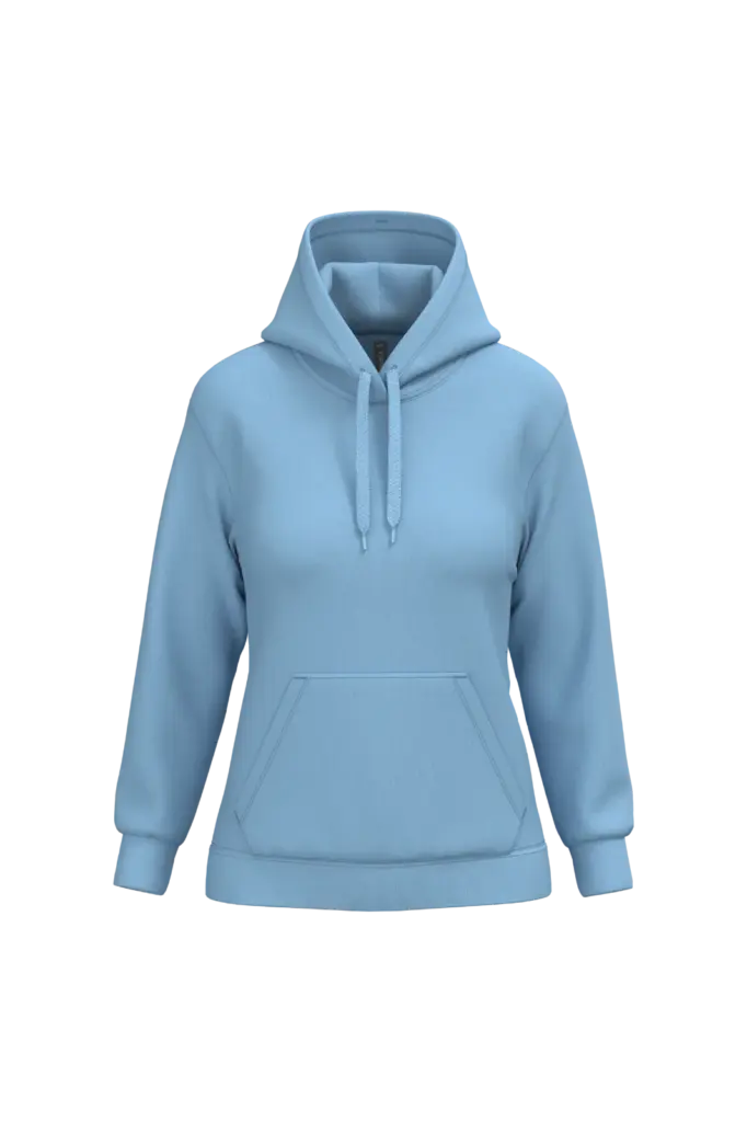 Eco damessweater met capuchon, sky blue — productfoto 35