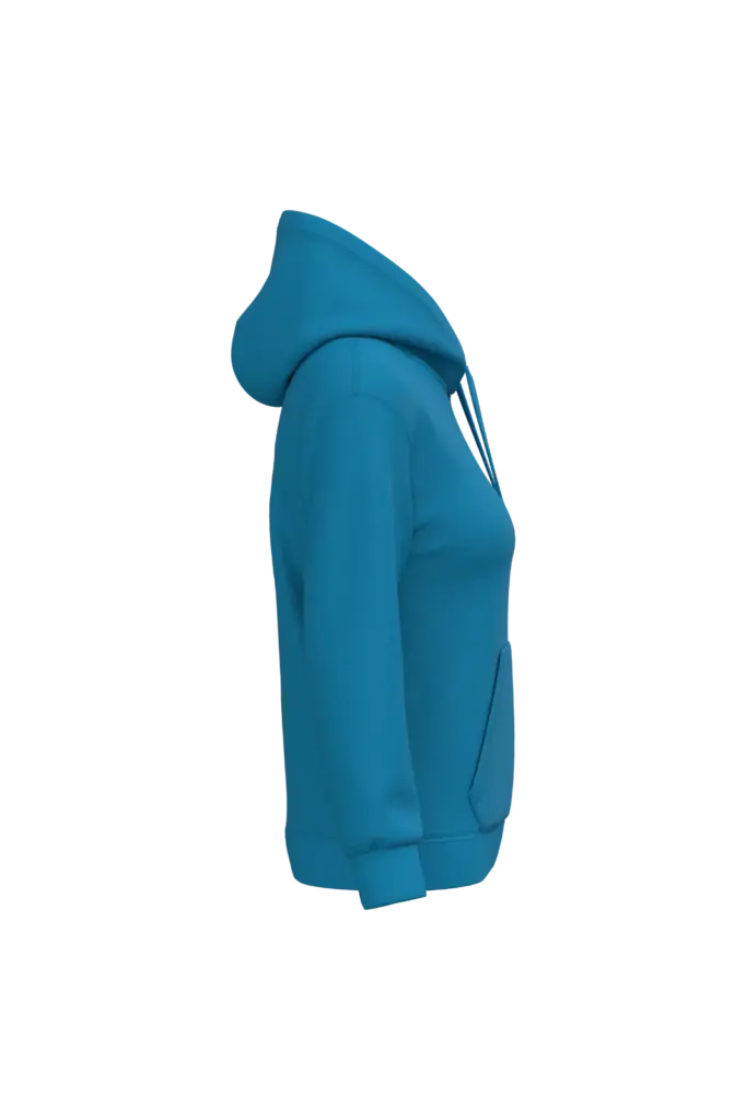 Eco damessweater met capuchon, tropical blue — productfoto 35