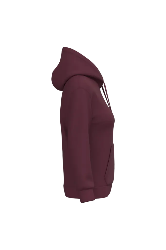 Eco damessweater met capuchon, wine — productfoto 37