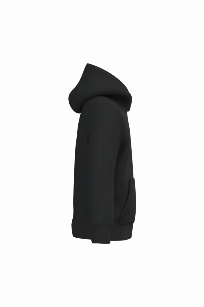 PS_K477-S_BLACK - Hidalgo-werbeartikel Kindersweater met capuchon, black — productfoto 13