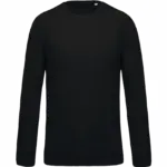 Herensweater BIO ronde hals raglanmouwen, black — productfoto 6