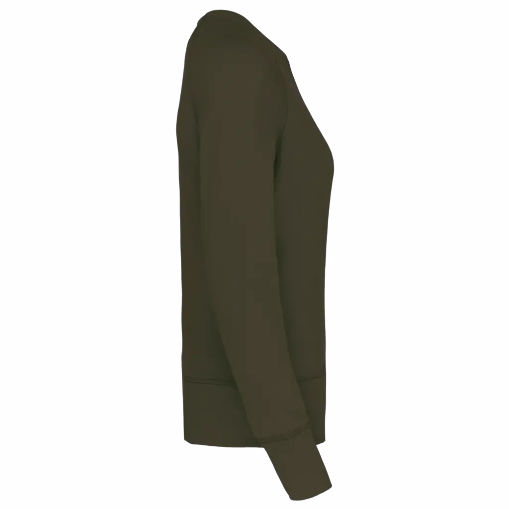 Damessweater BIO ronde hals raglanmouwen, mossy green — productfoto 10