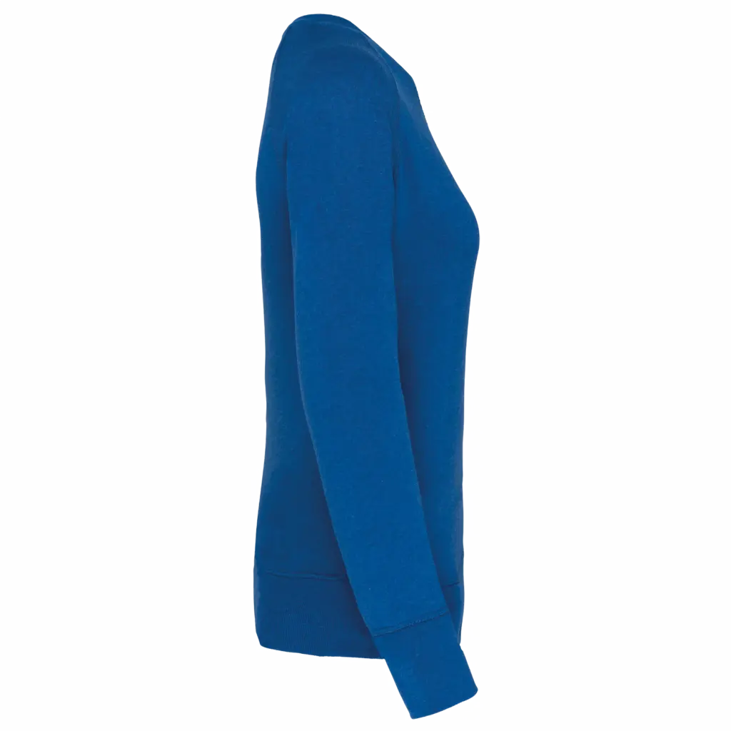 Damessweater BIO ronde hals raglanmouwen, ocean blue heather — productfoto 12