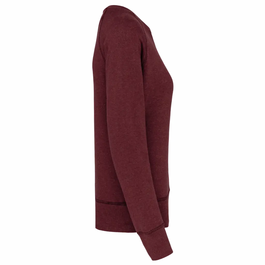 Damessweater BIO ronde hals raglanmouwen, wine heather — productfoto 17