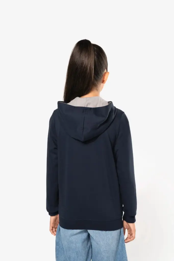 K486-7_2025 - Hidalgo-werbeartikel Kindersweatvest met capuchon — productfoto 2