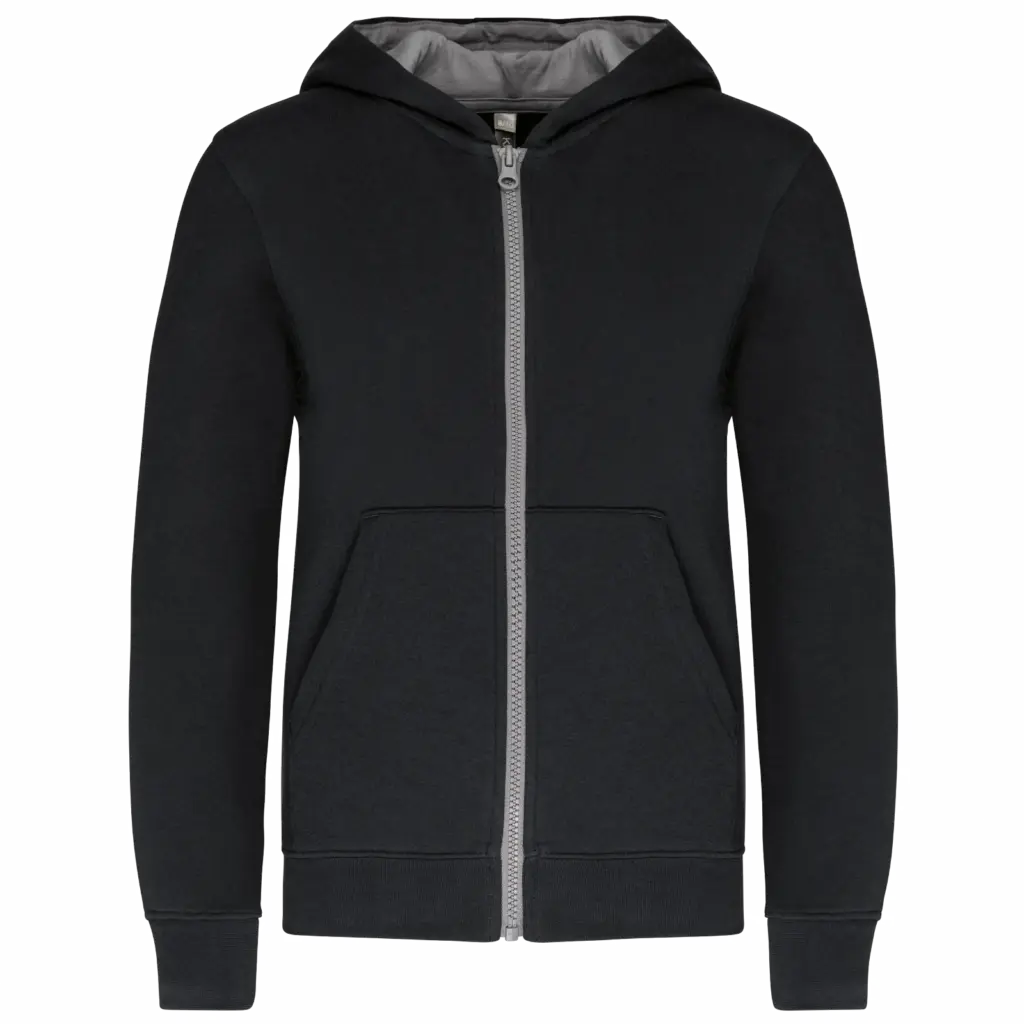 Kinder Sweatjacke K486 bedrucken Fleece Kontrast 6-14 Jahre — Produktfoto 6